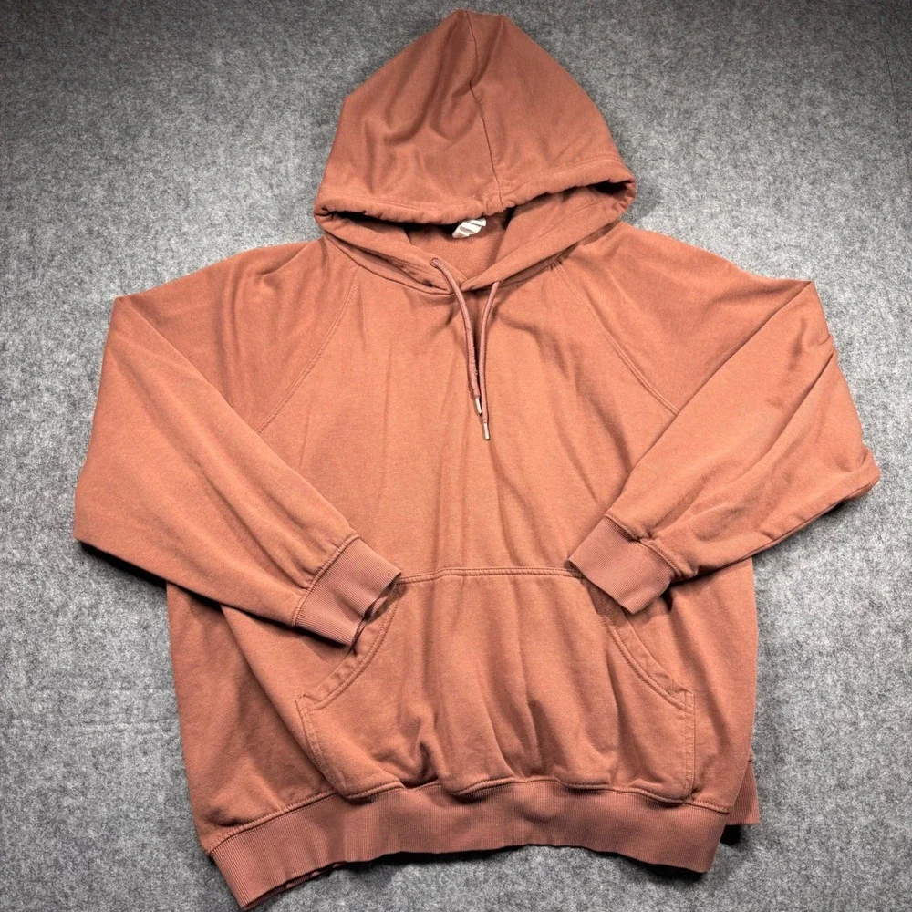 HM Basics‎ Mens XL Terracotta Rust Fleece Raglan Hoodie Sweatshirt 0456163 0